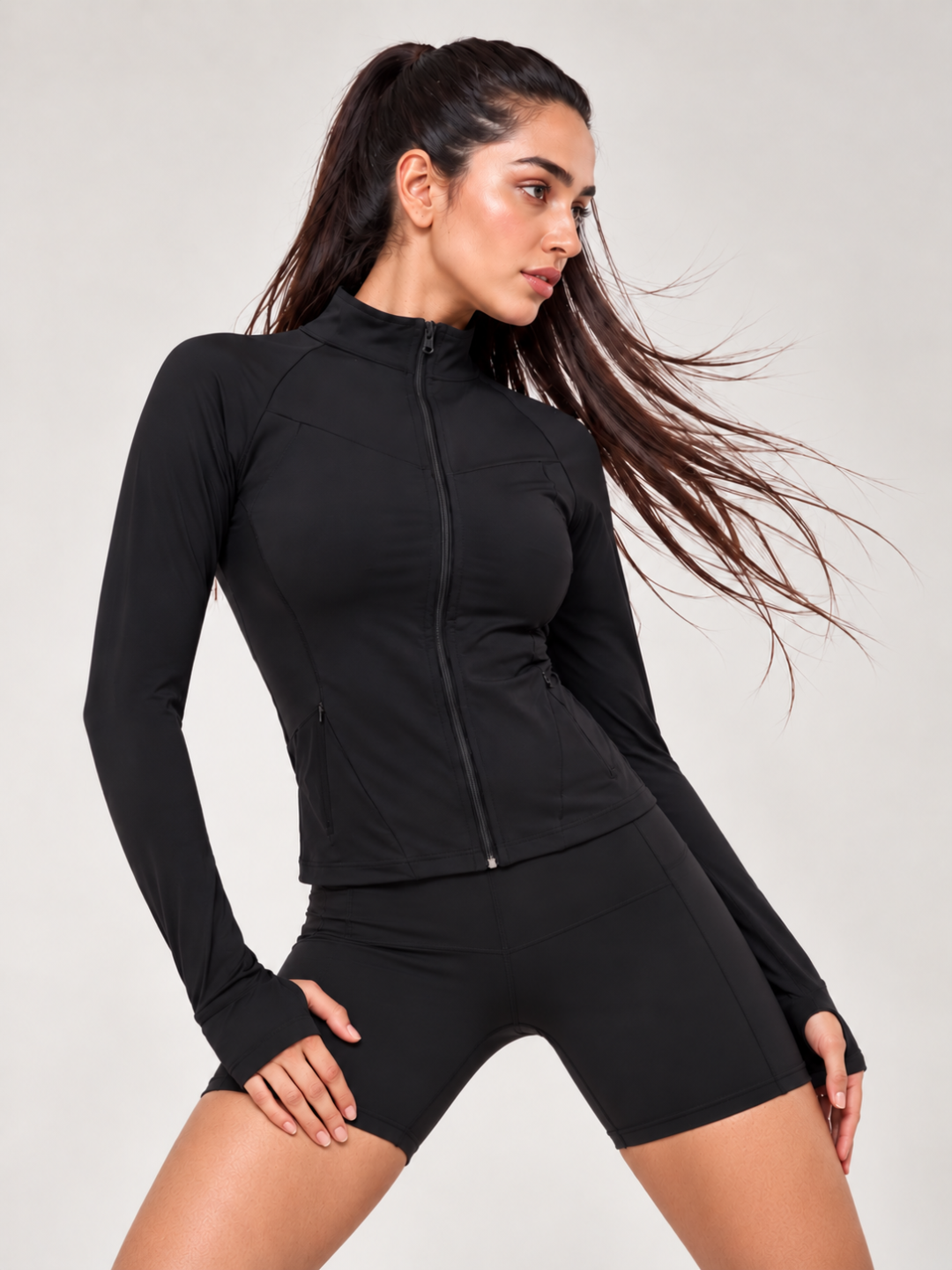 Black Ever-Lux Sculpt Jacket + Black Biker Shorts