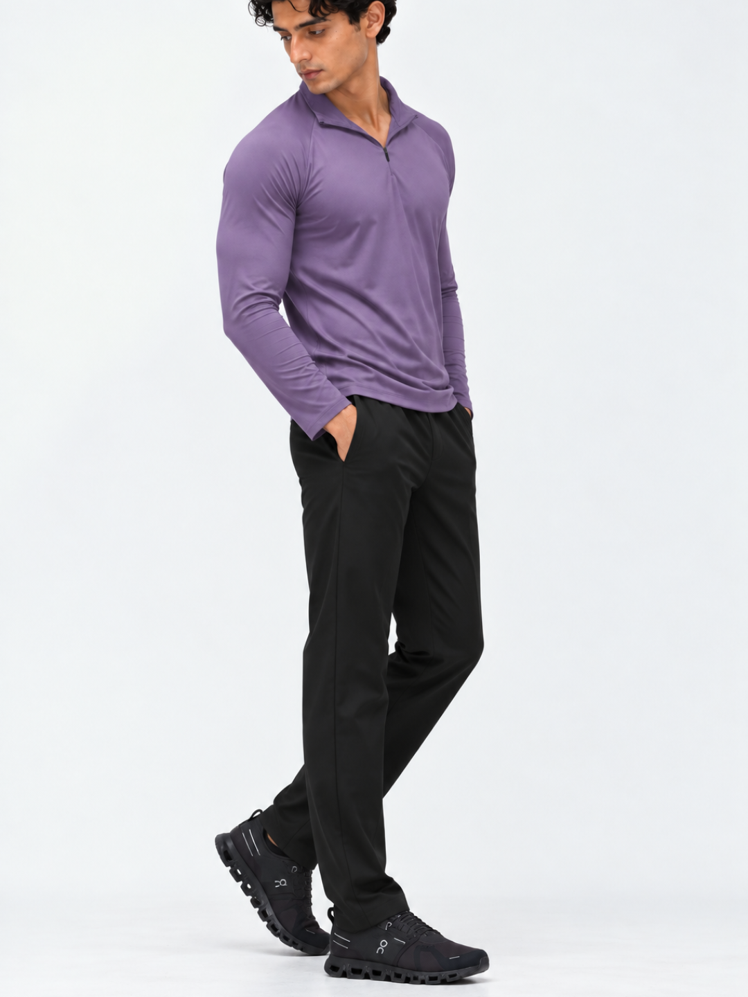 Berry Men’s Cuddle Tee  + Black Speedwind Commuter Pants