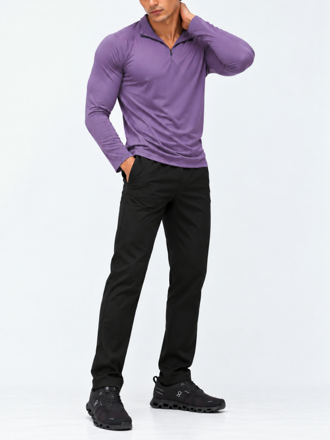 Berry Men’s Cuddle Tee  + Black Speedwind Commuter Pants