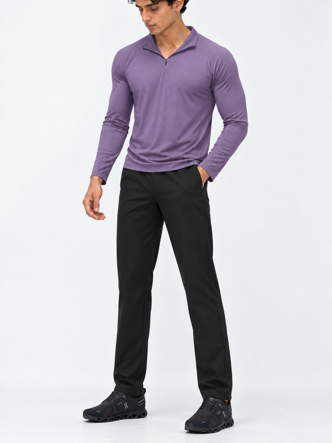 Berry Men’s Cuddle Tee  + Black Speedwind Commuter Pants