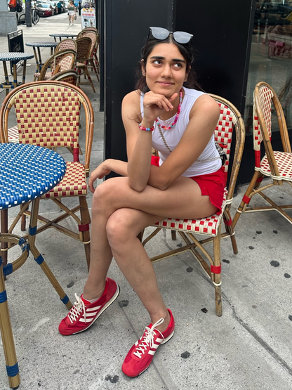 White Cuddle Tank + Red Shorties