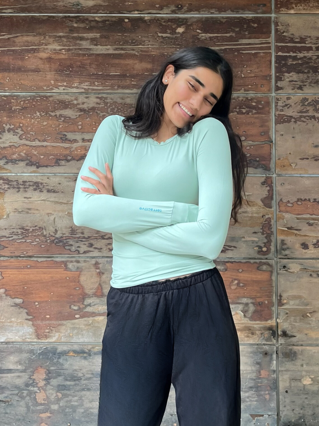 Pista Green Cuddle Tee + Black Workout Sweats