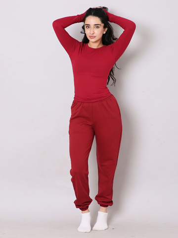 Maroon Cuddle Tee + Maroon Workout Sweats