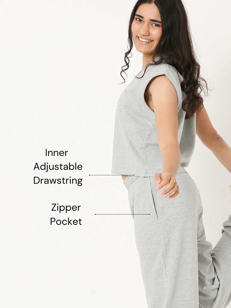 Black Cuddle Tee + Light Grey Workout Sweats
