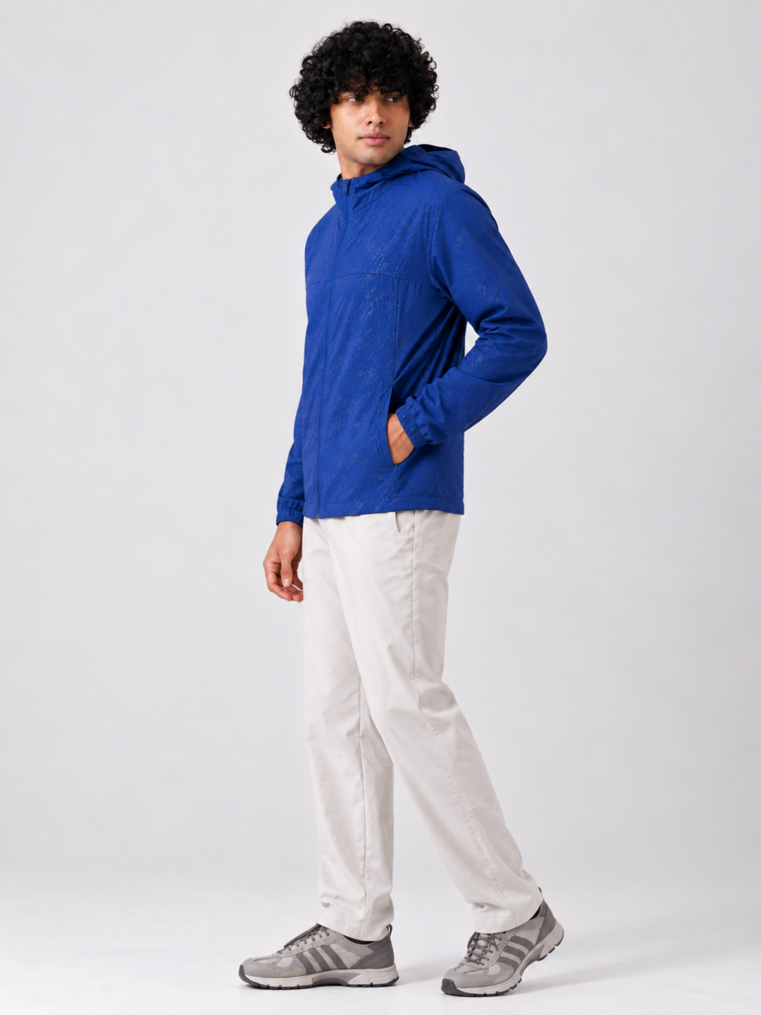 Navy Terra Packable Jacket + Stone Speedwind Commuter Pants