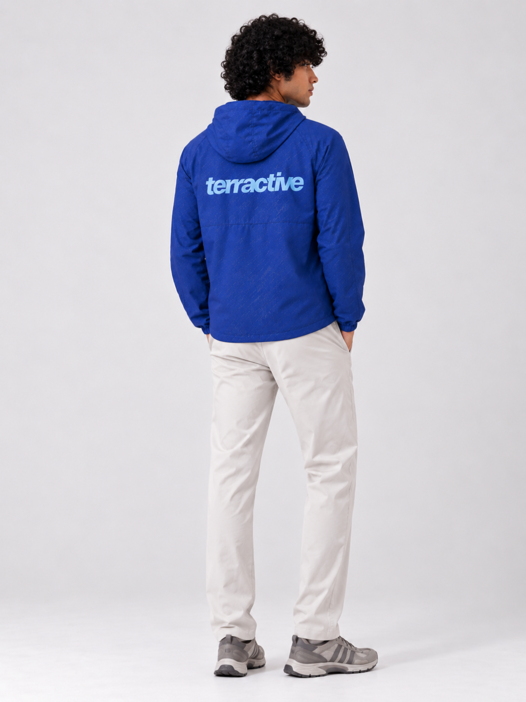 Navy Terra Packable Jacket + Stone Speedwind Commuter Pants