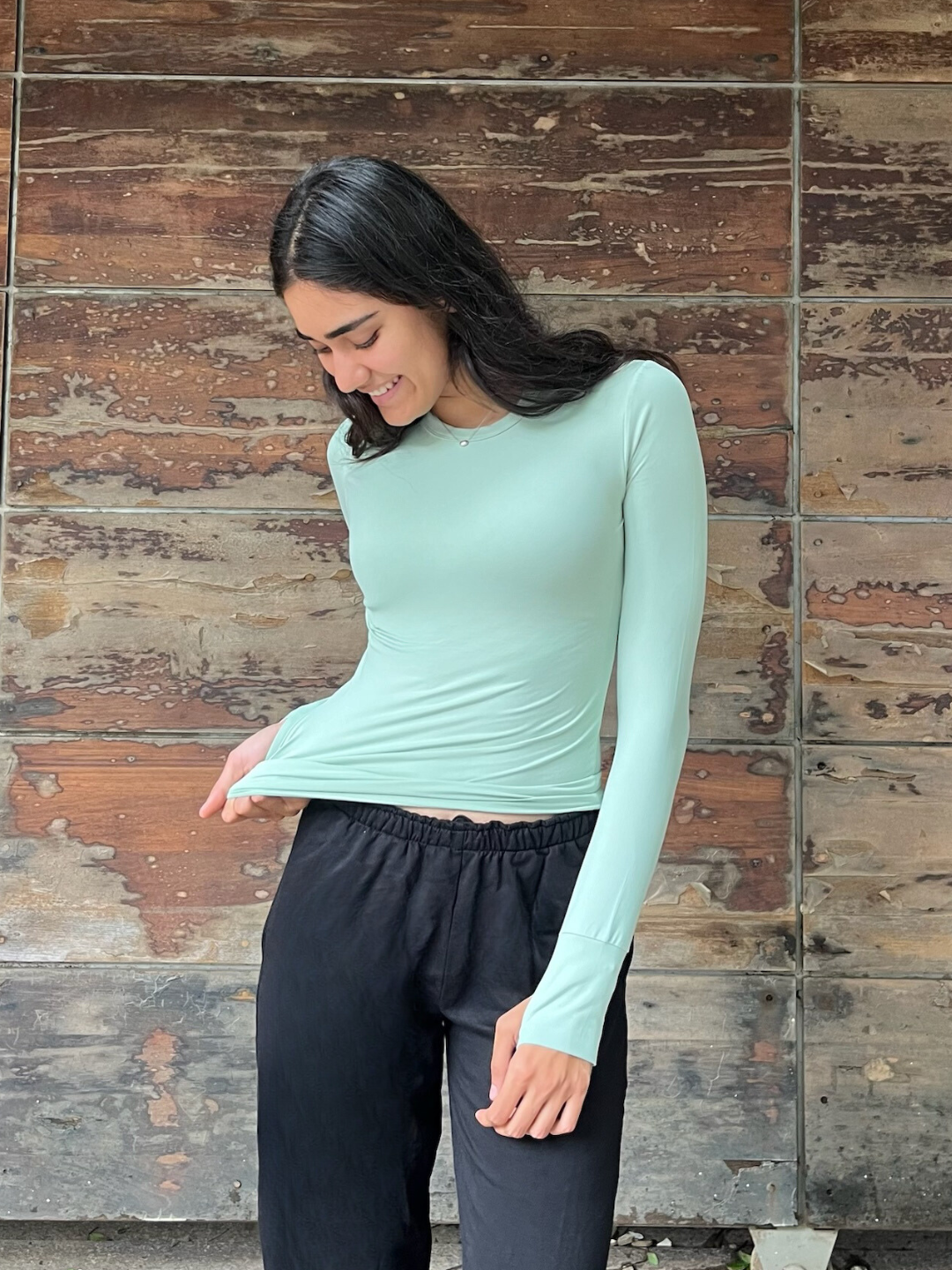 Pista Green Cuddle Tee + Black Workout Sweats