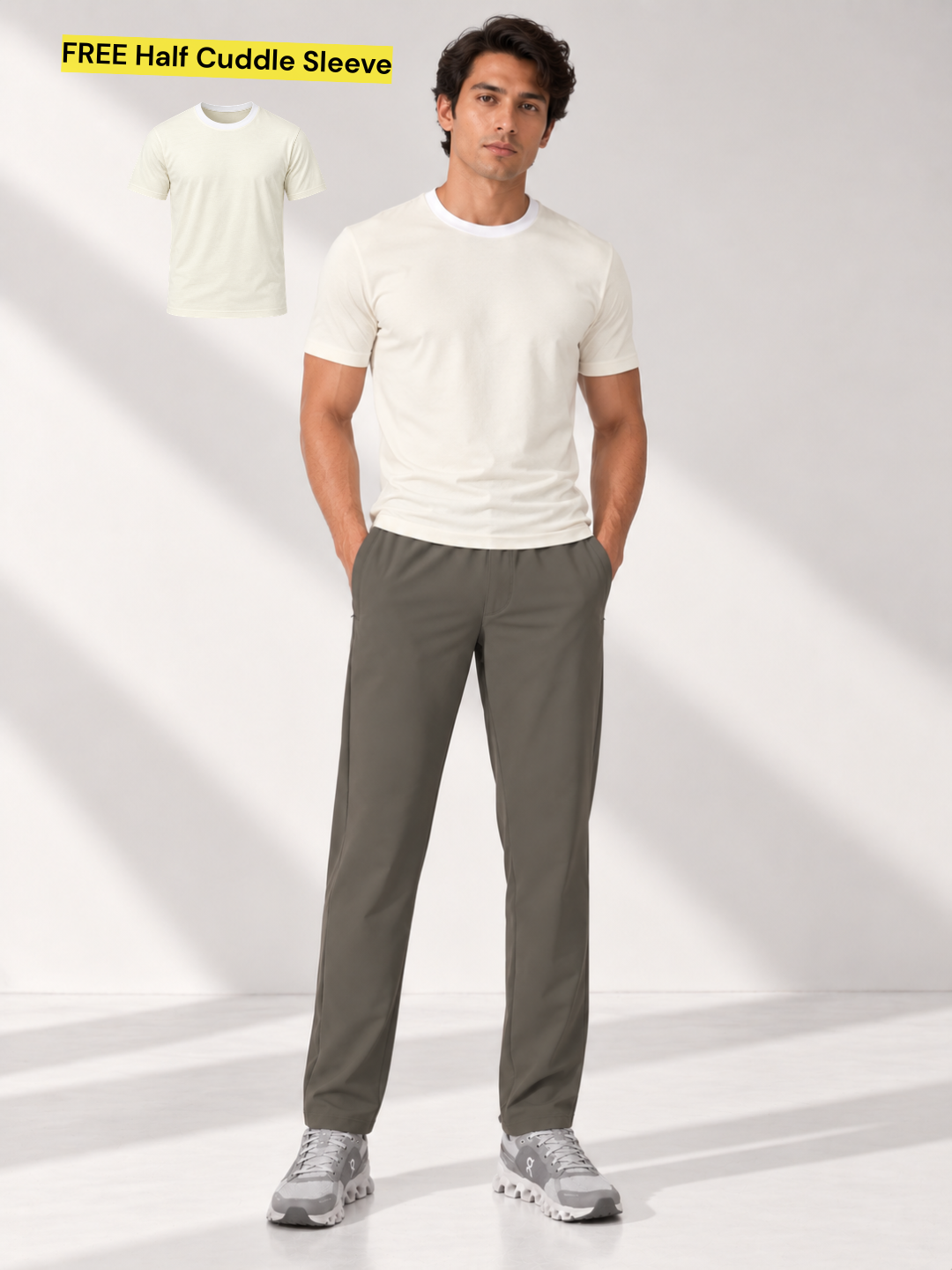Commuter Pants Short Olive + Free Butter Yellow Mens Half Sleeve