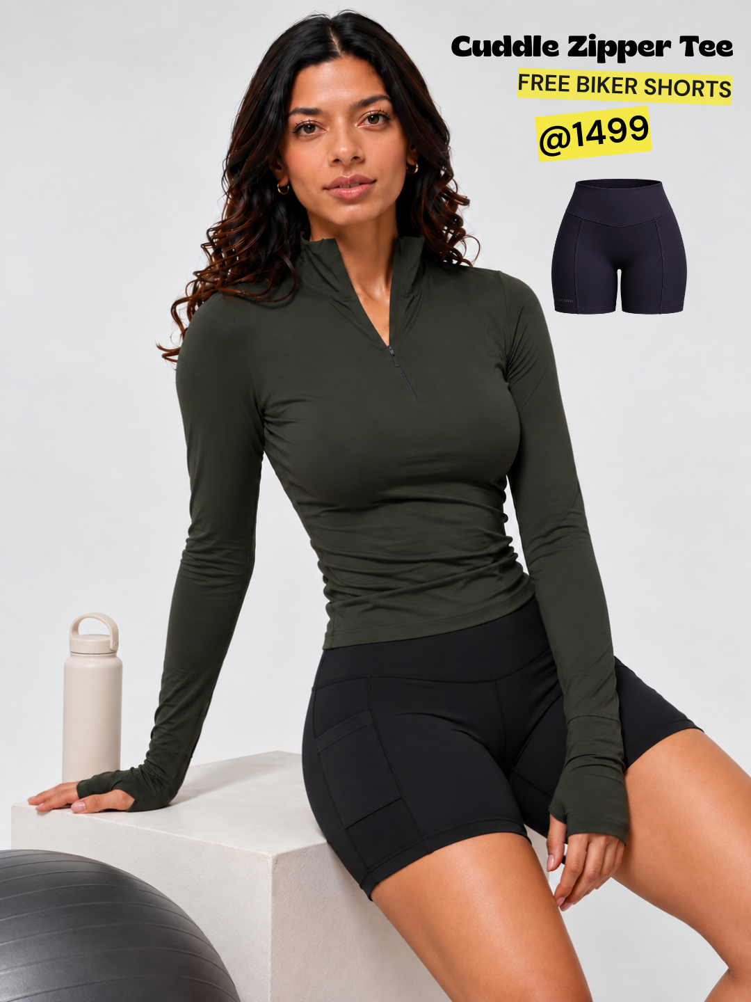 Cuddle Zipper Tee™ + Free Biker Shorts